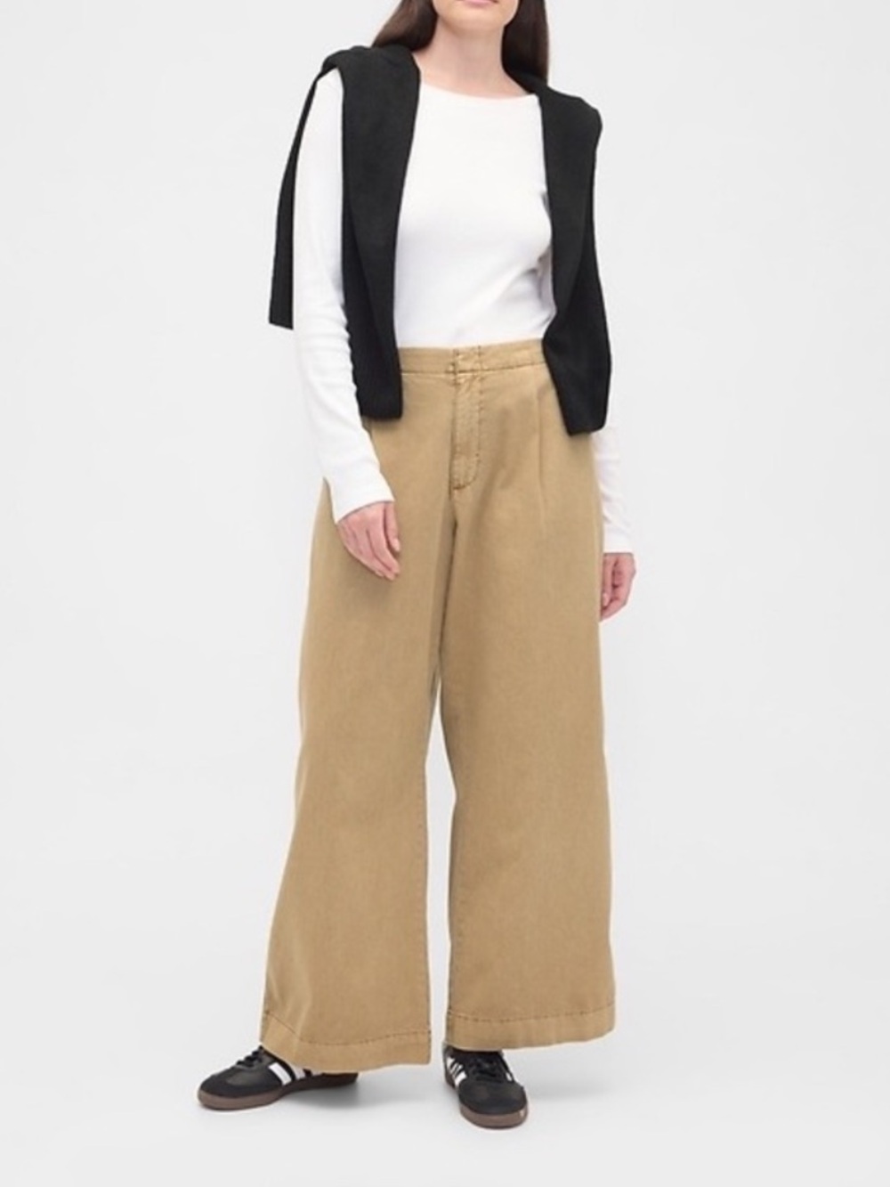 GAP High Rise Pleated Relaxed Wide-Leg Khakis - Size L - Picture 5 of 11